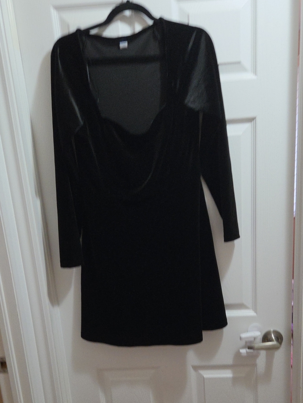 Old Navy Black Velvet Mini Dress with Draped Neckline